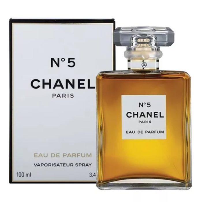 Chanel No.5 Eau de Parfum, 100ml bottle with its signature packaging.