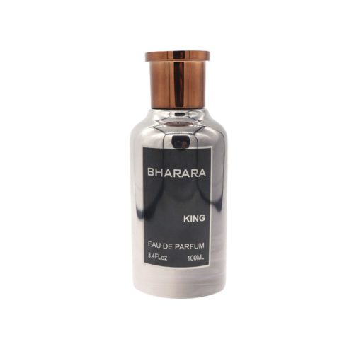 Bharara King Eau de Parfum 100 ml metallic silver bottle with copper cap.