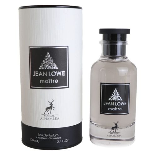Jean Lowe Matiere Eau de Parfum 100ml by Maison Alhambra, with its bottle and cylindrical packaging.