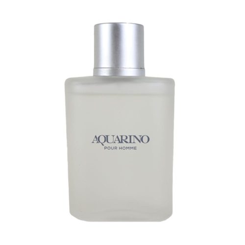 Frosted bottle of Aquarino Pour Homme perfume by Dubai Essences with silver cap and minimalist design.
