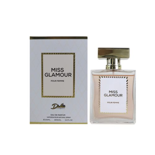 Miss Glamour perfume bottle and packaging by Dubai Essences, 100 ml Eau de Parfum for women.