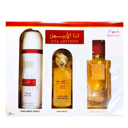 Ana Abiyedh Rouge Gift Set Eau De Parfum 2.0 EDP U + 6.7 Body/Spray + 1.5 Hairmist by Lattafa Unisex (40270)